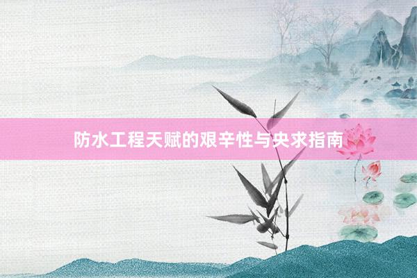 防水工程天赋的艰辛性与央求指南